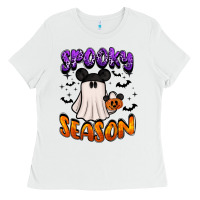 White spooky season Ladies Tee - BarkalooDesign