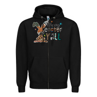Black Happy Easter Y'all Zipper Hoodie - CowhideDigitalArt