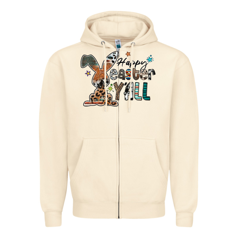 Happy Easter Y'all Zipper Hoodie by CowhideDigitalArt | Teevron