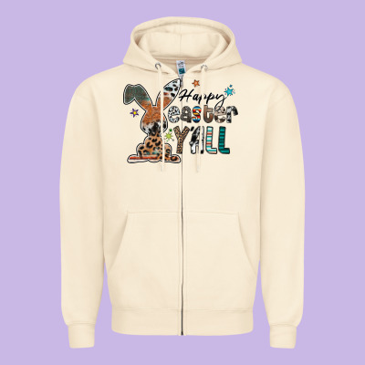 Happy Easter Y'all Zipper Hoodie Designed By Cowhidedigitalart