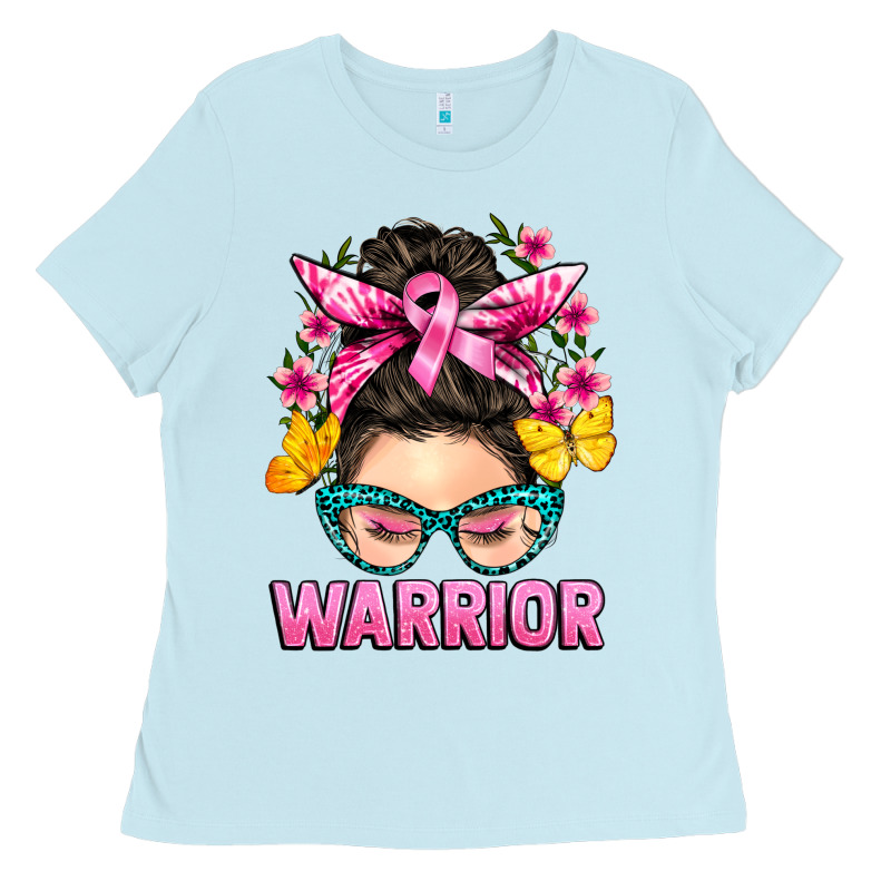 Cancer Warrior Messy Bun Ladies Tee by BarkalooDesign | Teevron