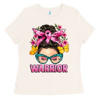 Bone cancer warrior messy bun Ladies Tee - BarkalooDesign