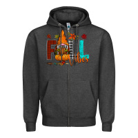 Charcoal Heather Fall Vibes Zipper Hoodie - CowhideDigitalArt