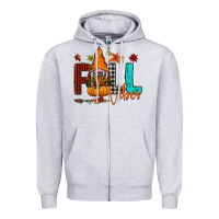 Heather Grey Fall Vibes Zipper Hoodie - CowhideDigitalArt