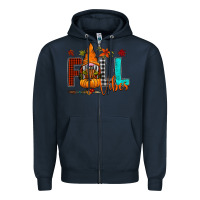 Navy Fall Vibes Zipper Hoodie - CowhideDigitalArt