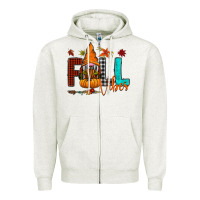 Oatmeal Heather Fall Vibes Zipper Hoodie - CowhideDigitalArt