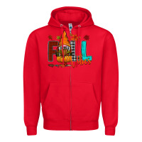 Red Fall Vibes Zipper Hoodie - CowhideDigitalArt