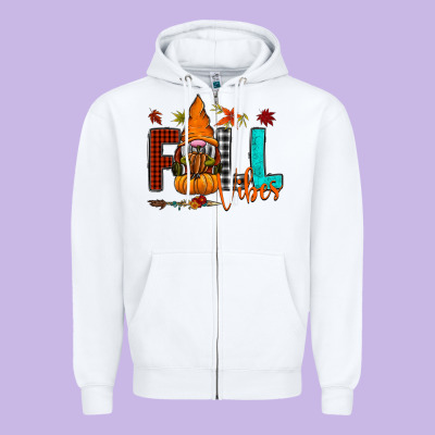 Fall Vibes Zipper Hoodie Designed By Cowhidedigitalart