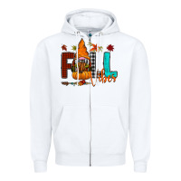 White Fall Vibes Zipper Hoodie - CowhideDigitalArt