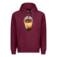 Burgundy Bobba cup Premium Hoodie - FaDigitalArtStudio