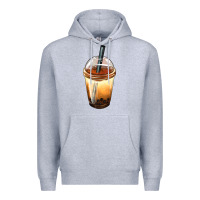 Heather Grey Bobba cup Premium Hoodie - FaDigitalArtStudio