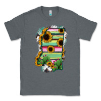 Charcoal Heather Mississippi Map Sunflower Cactus Serape Classic Tee - RanaPortraitStore