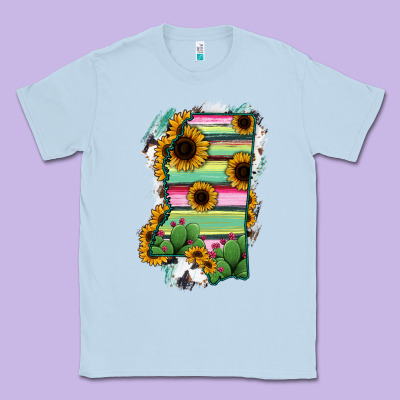 Mississippi Map Sunflower Cactus Serape Classic Tee Designed By Ranaportraitstore