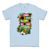 Dusty Blue Mississippi Map Sunflower Cactus Serape Classic Tee - RanaPortraitStore