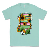 Seafoam Mississippi Map Sunflower Cactus Serape Classic Tee - RanaPortraitStore