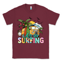 Burgundy Let's go surfing Classic Tee - NancyCooperArtShop