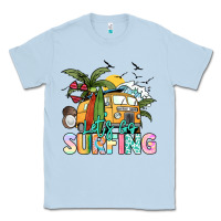 Dusty Blue Let's go surfing Classic Tee - NancyCooperArtShop
