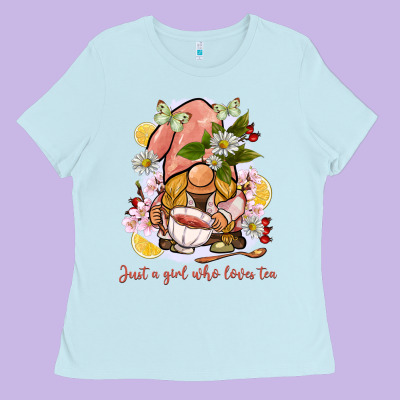 Just A Girl Who Loves Tea Gnome Ladies Tee Designed By Barkaloodesign