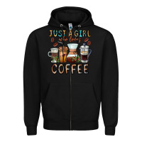 Black Just A Girl Who Loves Coffee Zipper Hoodie - CowhideDigitalArt