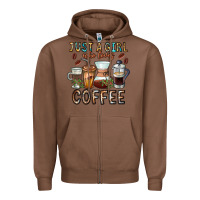 Chestnut Just A Girl Who Loves Coffee Zipper Hoodie - CowhideDigitalArt