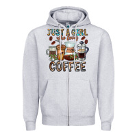 Heather Grey Just A Girl Who Loves Coffee Zipper Hoodie - CowhideDigitalArt
