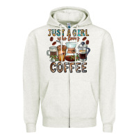 Oatmeal Heather Just A Girl Who Loves Coffee Zipper Hoodie - CowhideDigitalArt