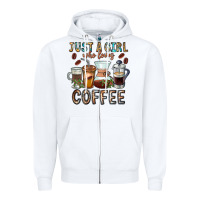 White Just A Girl Who Loves Coffee Zipper Hoodie - CowhideDigitalArt