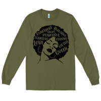 Army Green Womens Strong Black Woman Afro Message Long Sleeve Tee - lanVoArt