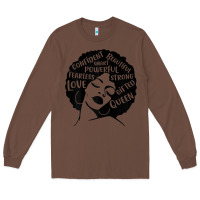 Chestnut Womens Strong Black Woman Afro Message Long Sleeve Tee - lanVoArt