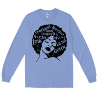 Colony Blue Womens Strong Black Woman Afro Message Long Sleeve Tee - lanVoArt