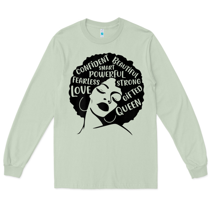 Womens Strong Black Woman Afro Message Long Sleeve Tee by lanVoArt | Teevron