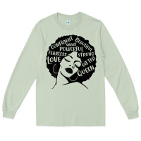 Matcha Womens Strong Black Woman Afro Message Long Sleeve Tee - lanVoArt