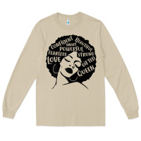 Mushroom Womens Strong Black Woman Afro Message Long Sleeve Tee - lanVoArt