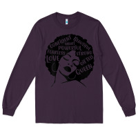 Plum Womens Strong Black Woman Afro Message Long Sleeve Tee - lanVoArt
