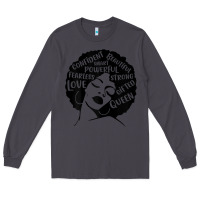 Smoke Womens Strong Black Woman Afro Message Long Sleeve Tee - lanVoArt
