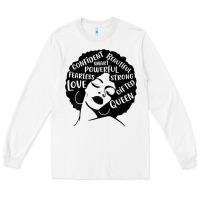 White Womens Strong Black Woman Afro Message Long Sleeve Tee - lanVoArt