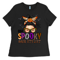 Black one spooky hair stylist Ladies Tee - BarkalooDesign