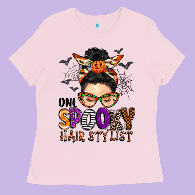 One Spooky Hair Stylist Ladies Tee Designed By Barkaloodesign