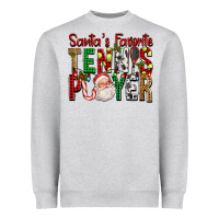 Heather Grey Santa's Favorite Tennis Player For Christmas Heavyweight Sweatshirt - FaDigitalArtStudio