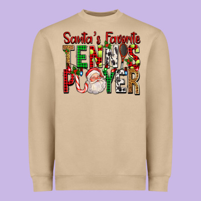 Santa's Favorite Tennis Player For Christmas Heavyweight Sweatshirt Designed By Fadigitalartstudio