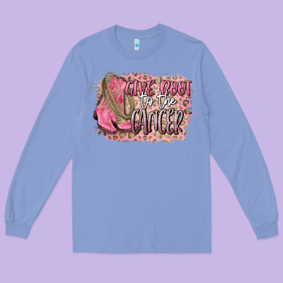 Give Boot To The Cancer Long Sleeve Tee Designed By Cowgirlartshop