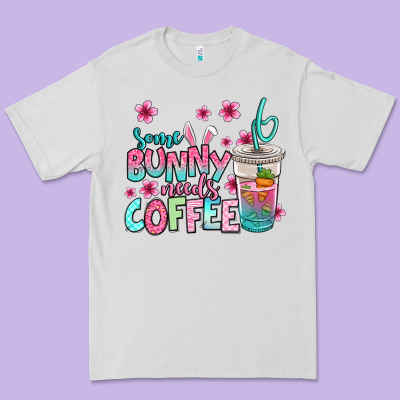 Some Bunny Needs Coffee Easter Premium Tee Designed By Jasminsmagicworld