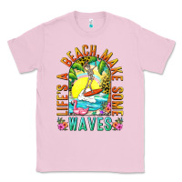 Bubblegum Pink Life's a beach make some waves Classic Tee - NancyCooperArtShop