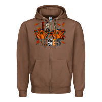 Chestnut autumn style with pumpkins Zipper Hoodie - CowhideDigitalArt