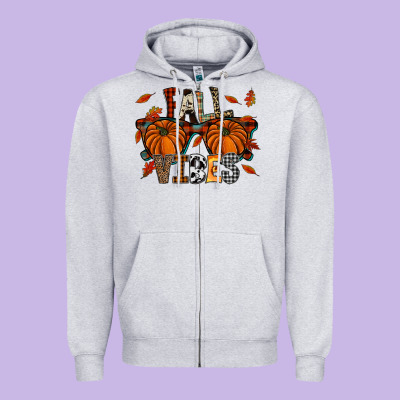 Autumn Style With Pumpkins Zipper Hoodie Designed By Cowhidedigitalart