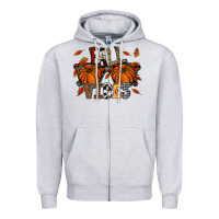 Heather Grey autumn style with pumpkins Zipper Hoodie - CowhideDigitalArt