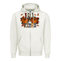 Oatmeal Heather autumn style with pumpkins Zipper Hoodie - CowhideDigitalArt