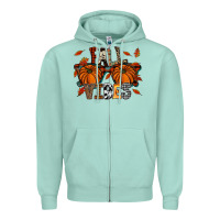 Seafoam autumn style with pumpkins Zipper Hoodie - CowhideDigitalArt