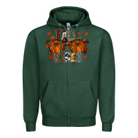 Sports Green autumn style with pumpkins Zipper Hoodie - CowhideDigitalArt