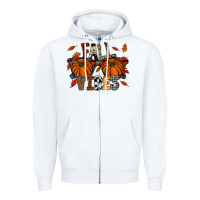 White autumn style with pumpkins Zipper Hoodie - CowhideDigitalArt